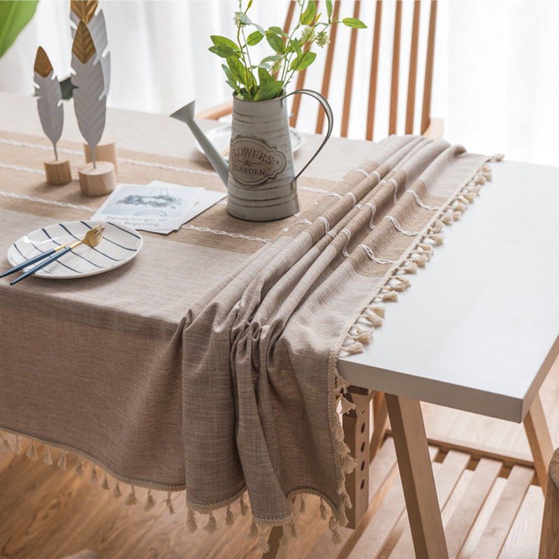 Wipe-Clean Cotton Linen Tablecloth