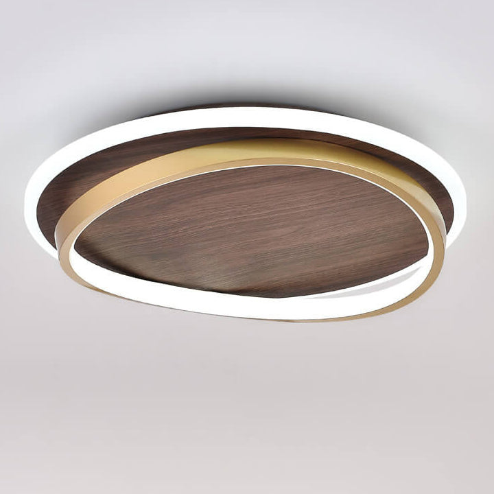 Walnut and Gold LED Ceiling Light