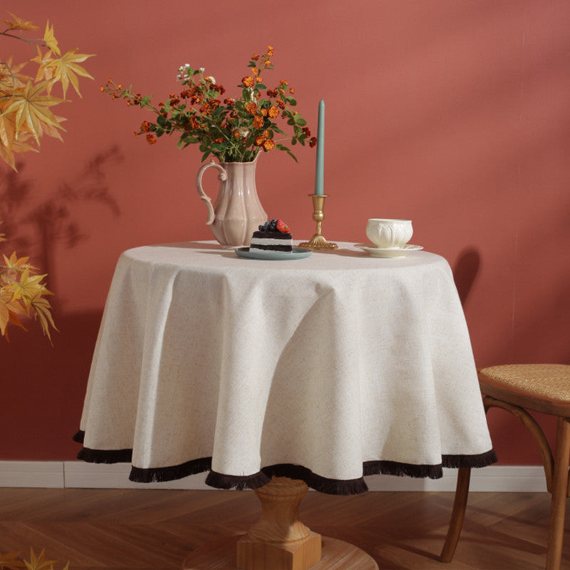 Linen Blend Tassel Tablecloth