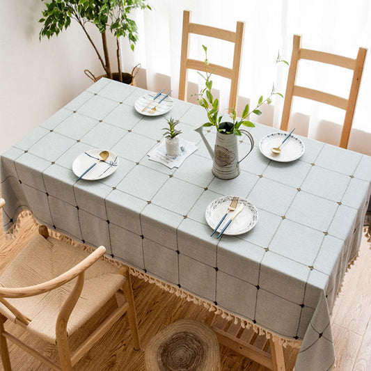 Wipe-Clean Cotton Linen Tablecloth