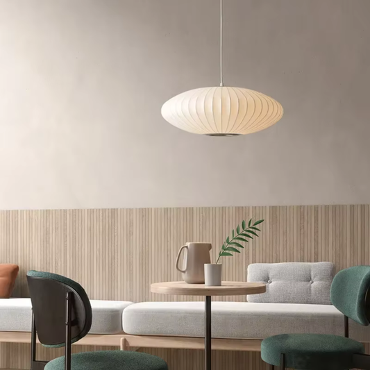Japandi Knitted Silk Pendant Light