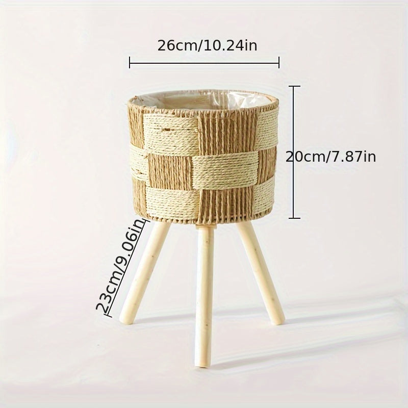 Woven Bamboo Plant Basket Stand