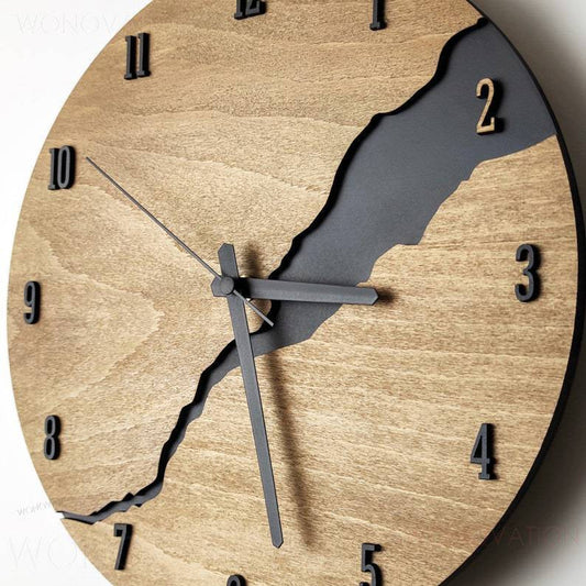 Rustic Cracked Wood Wall Clock