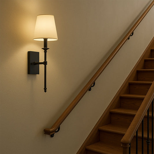 Wall Lamp Pair with Fabric Shades