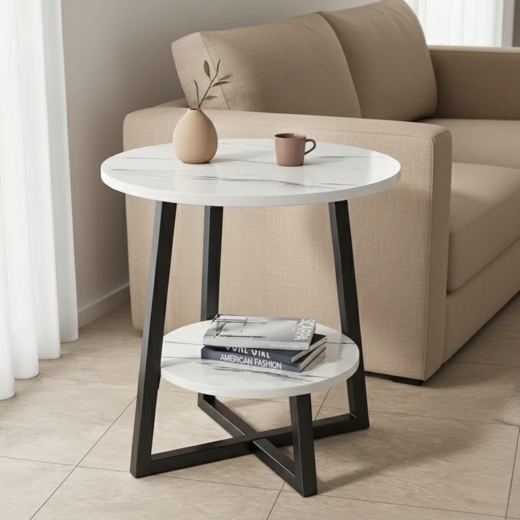 Two-Tier Metal Side Table 40cm