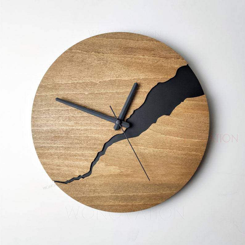 Rustic Cracked Wood Wall Clock