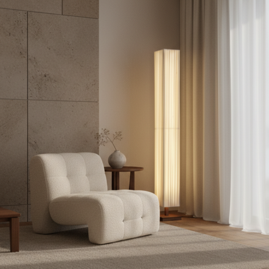 Hikari Walnut Column Floor Lamp 160cm