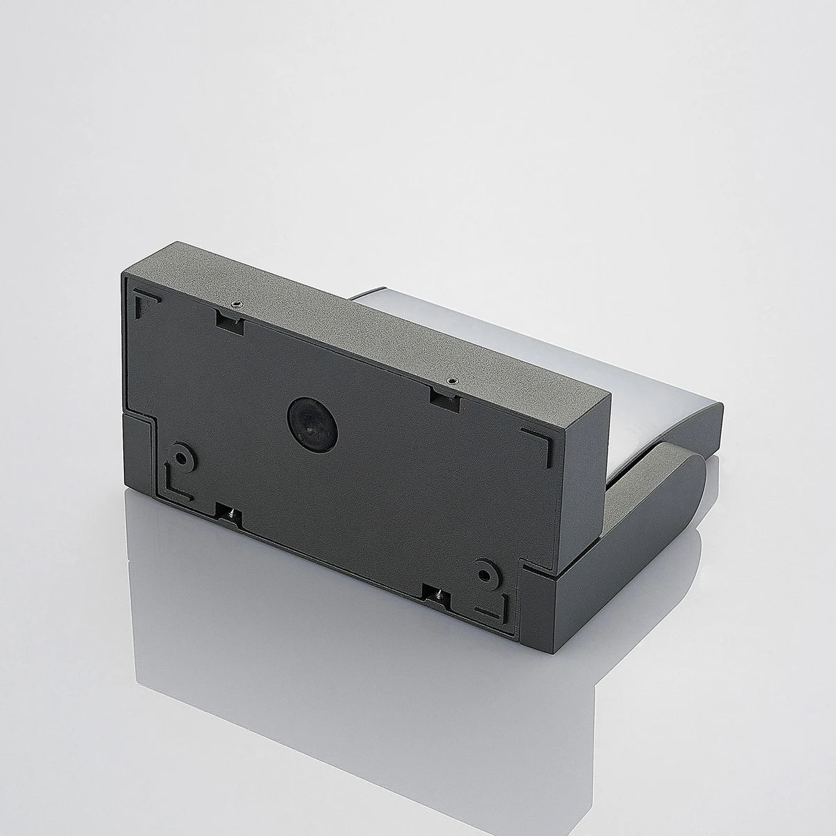 Underside view of the Shiro outdoor wall light showing the swivel bracket and mounting plate