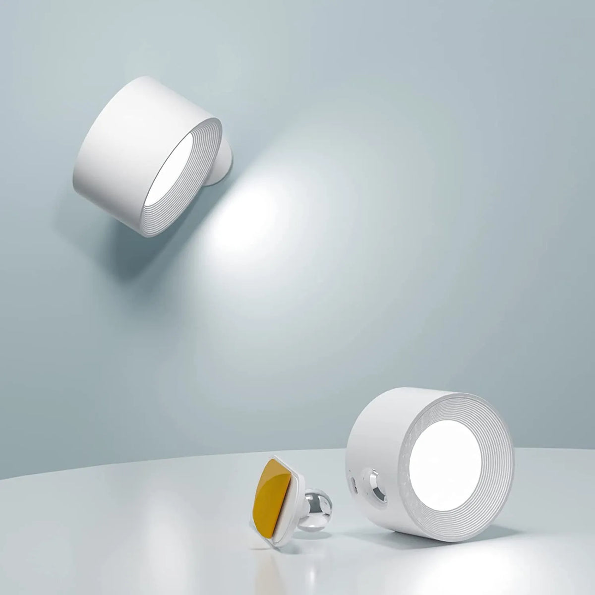 White cordless wall lamp mounted
