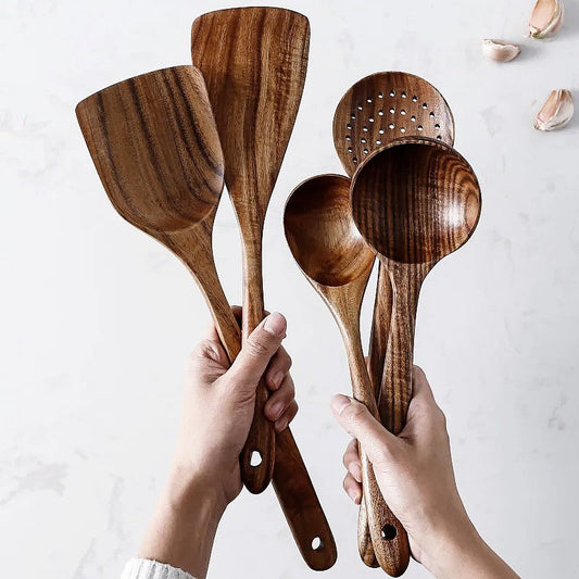 NordTeak Seven-Piece Teak Utensil Set