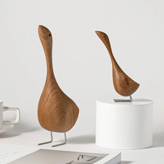 Nordic Carved Wood Goose Figure