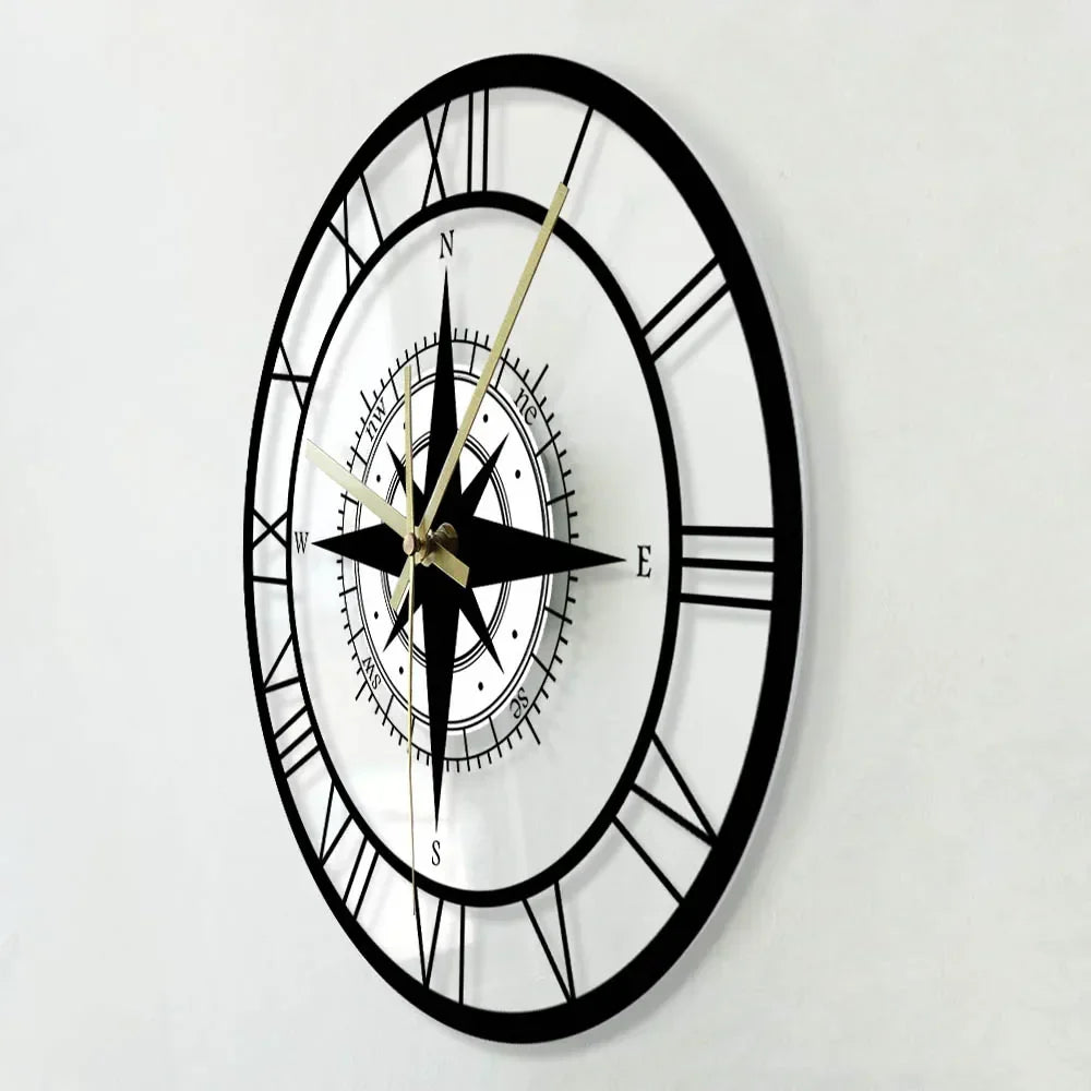 Nautical Compass Wall Clock
