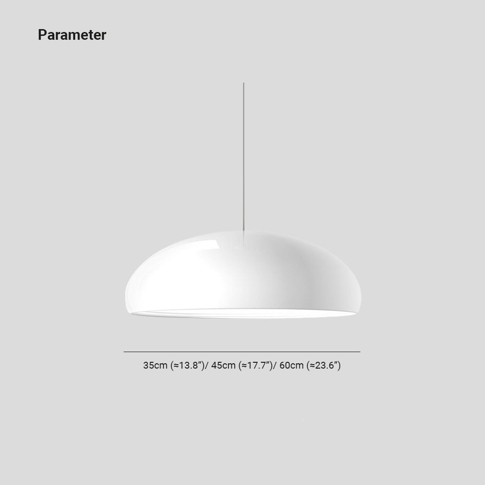 Size guide for the Liro deco arc pendant light showing 35 cm, 45 cm and 60 cm shade diameters