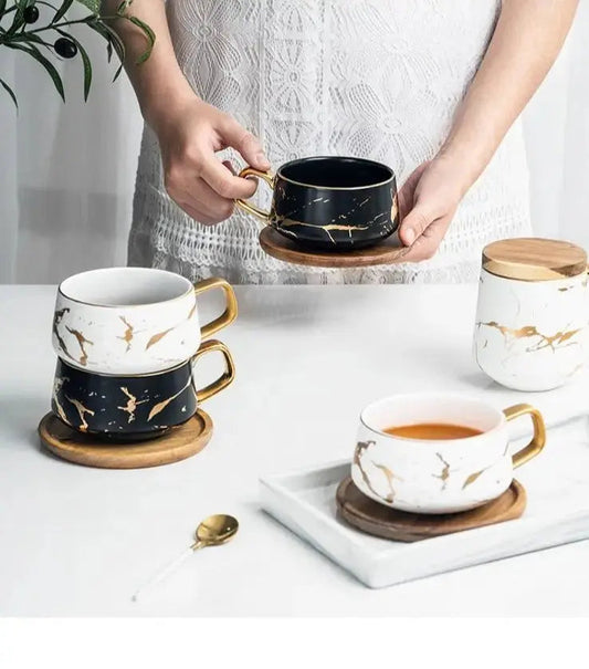 Marble Effect Gold Rim Mug