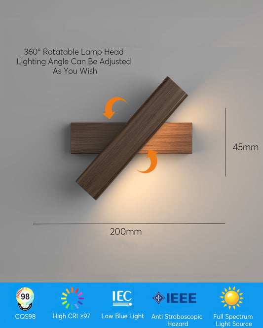 Rotating Wood Grain Wall Light