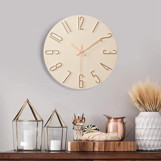 Frameless Wood-Effect Wall Clock, 30cm