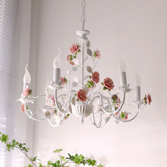 Rosven White Iron Floral Chandelier