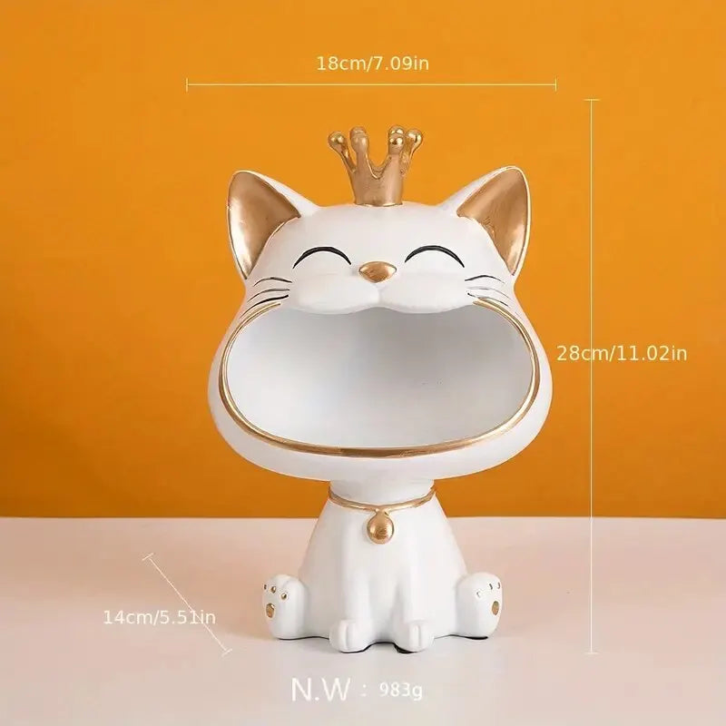 Crowned Cat Key Tray Ornament