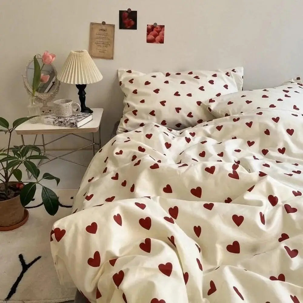 Heart Print Cotton Duvet Set