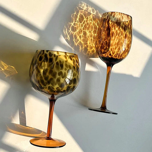 Amber Leopard Print Wine Glass