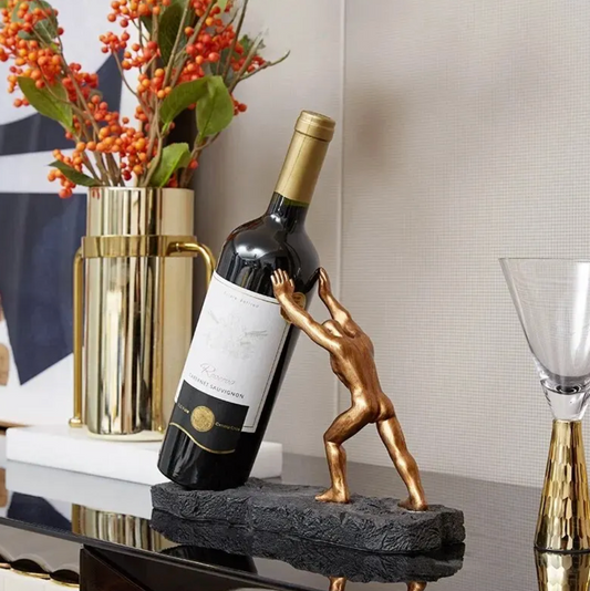 Sculptural Wine Bottle Holder in Bronze
