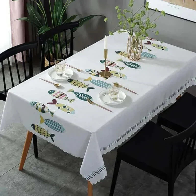 Wipe Clean Water Motif Tablecloth