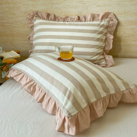 Ruffle Edge Striped Pillowcases