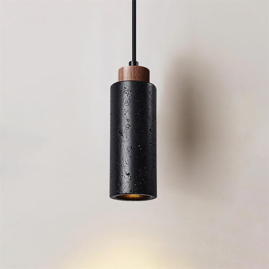 Basalo Black Travertine Cylinder Pendant