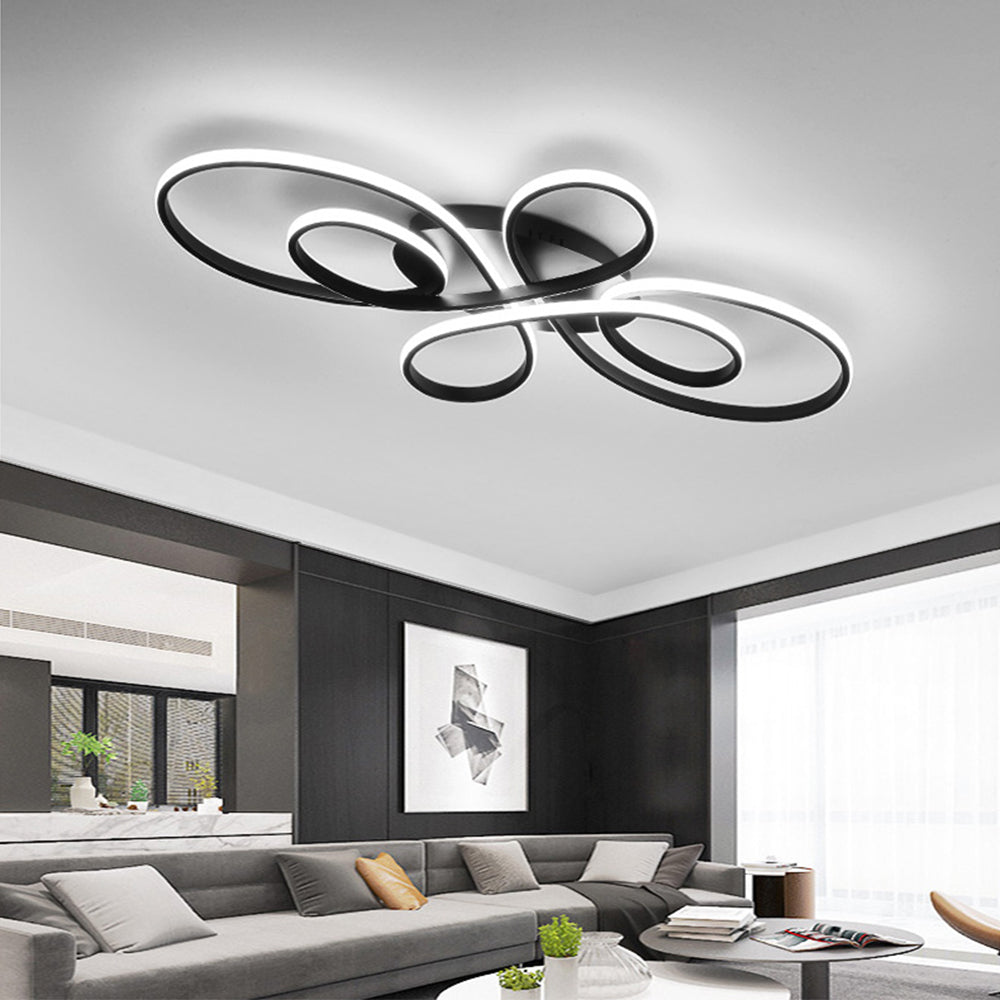 Kelo multi-ring LED ceiling light in contemporary living room