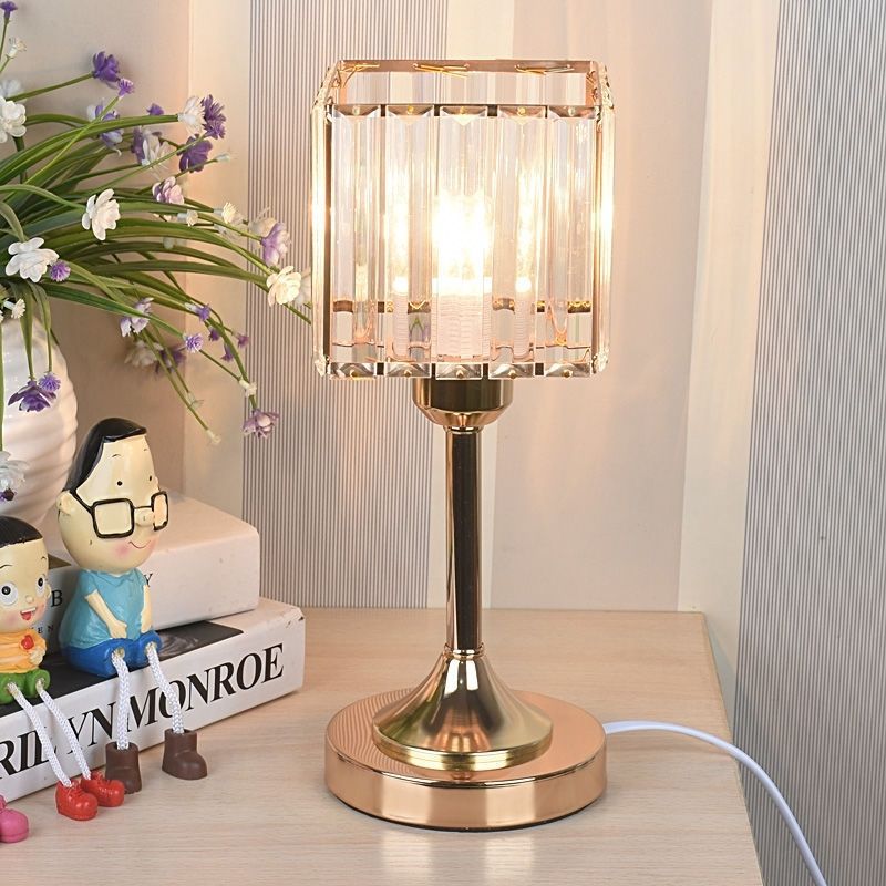 Crystal lamp on bedside table