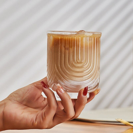 Wave Engraved Iced Coffee Glass