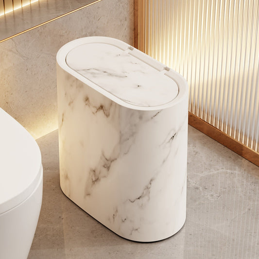 Lidded Stone-Effect Waste Bin
