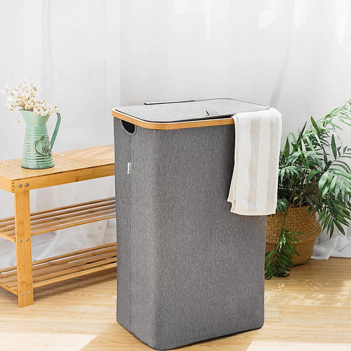 Tall Bamboo Laundry Basket