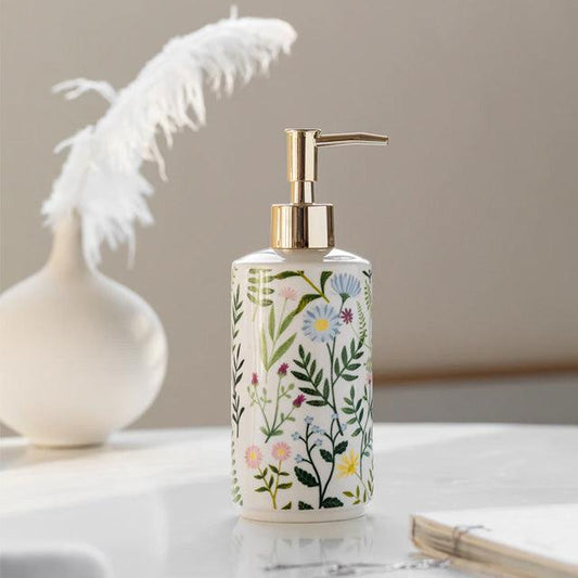 Floral Ceramic Soap Dispenser