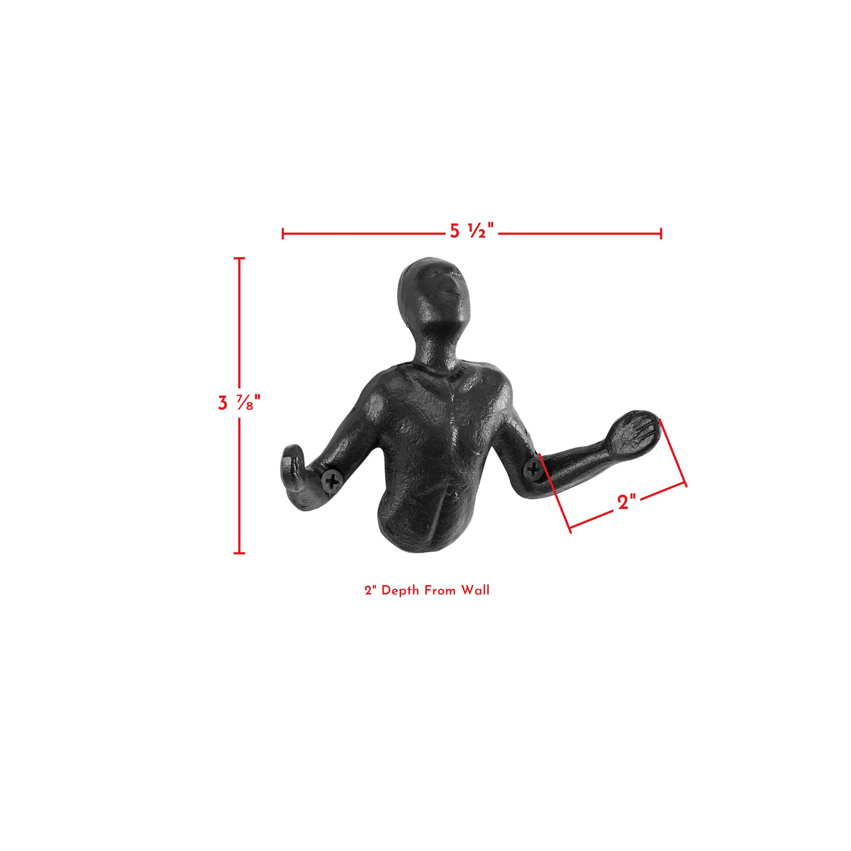 Cast Iron Hand Wall Hooks, Pair