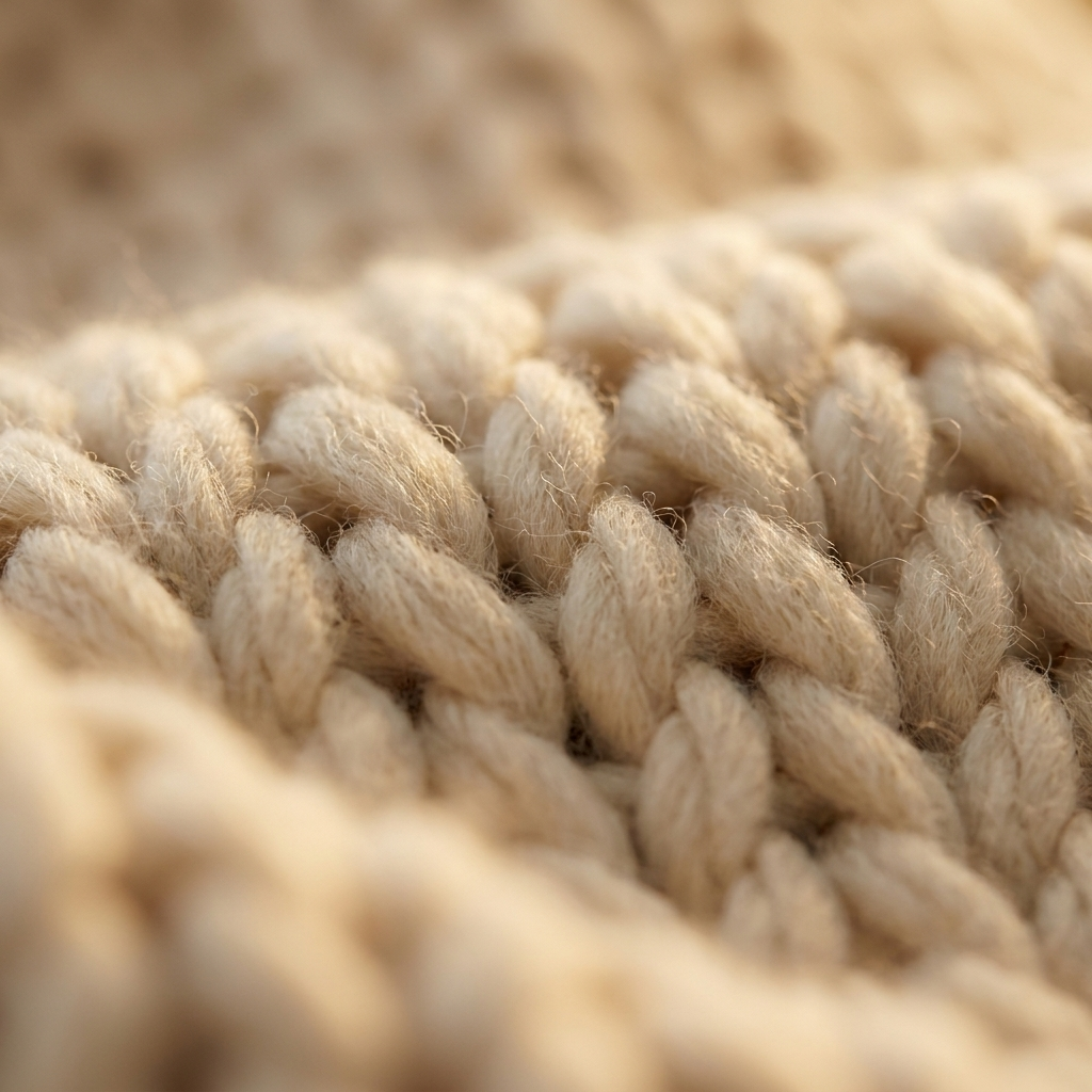Chunky knit throw loop and yarn texture detail