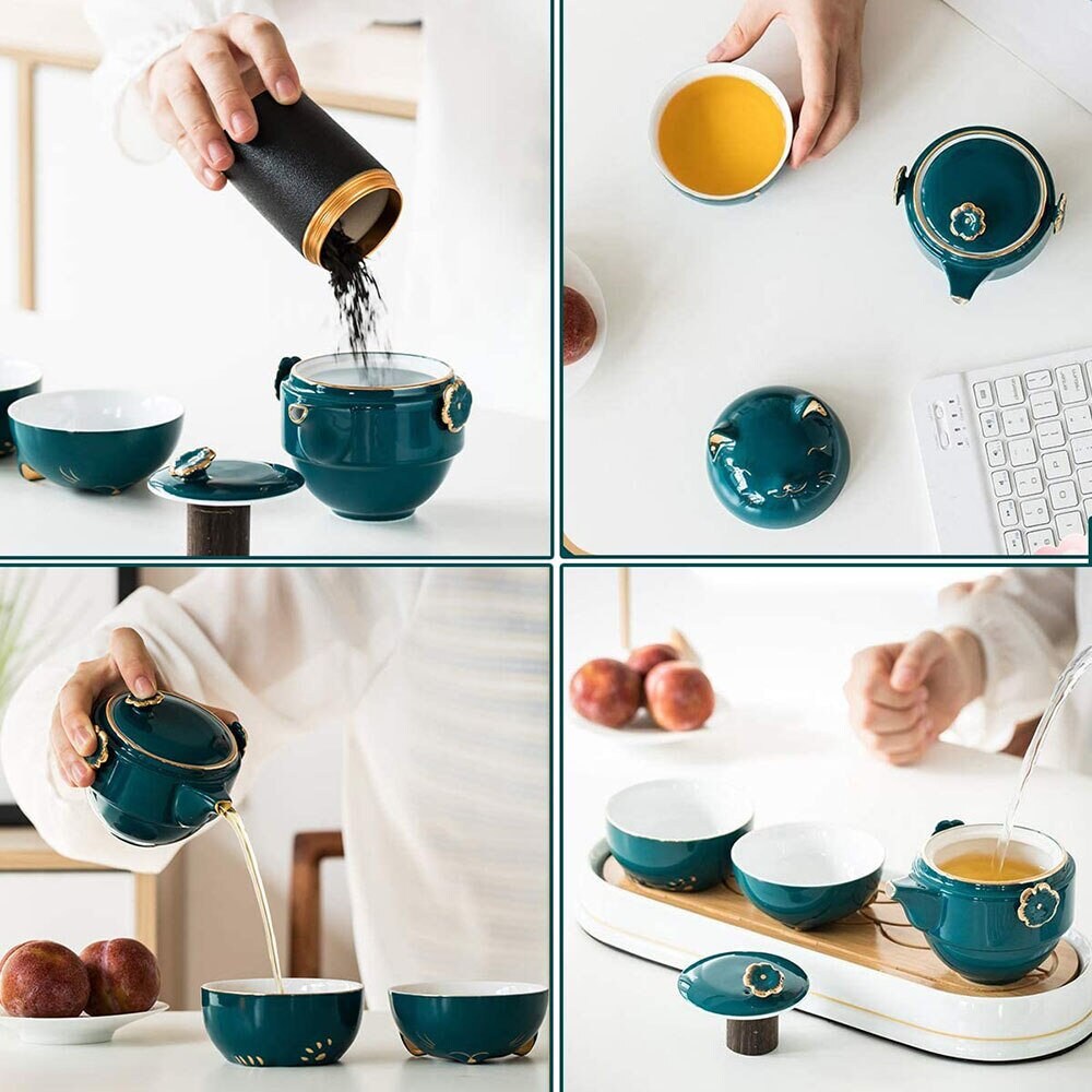 Lucky Cat Porcelain Tea Mug Set