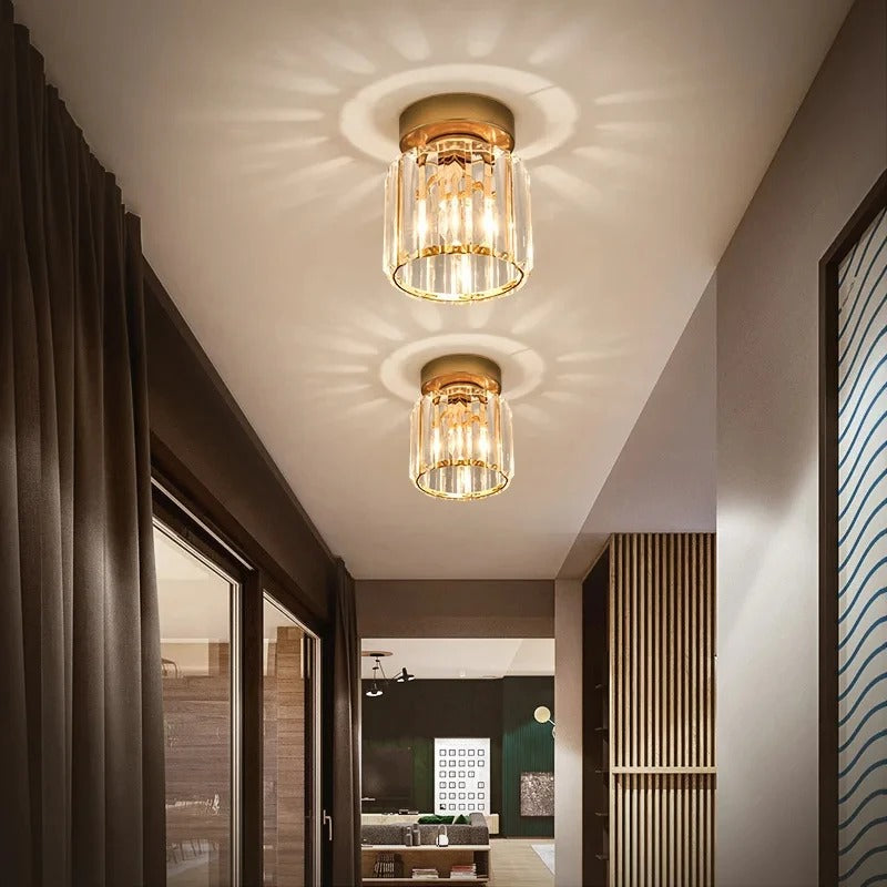 Crystal and Metal Corridor Ceiling Light