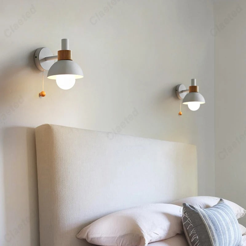 Wood Accent Pull-Switch Wall Light