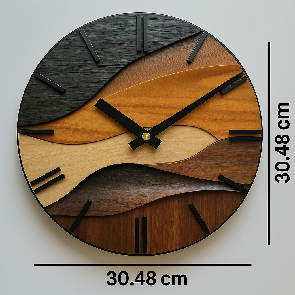 Wood-Grain Round Wall Clock 30cm