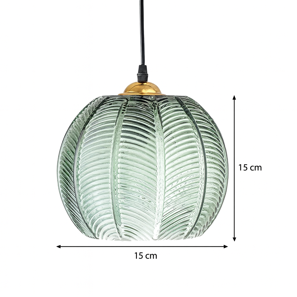 Ribbed Green Glass Pendant Light