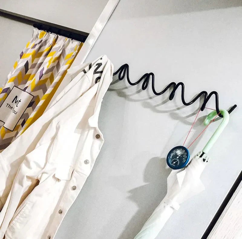 Scribble Metal Wall Coat Rack 33cm