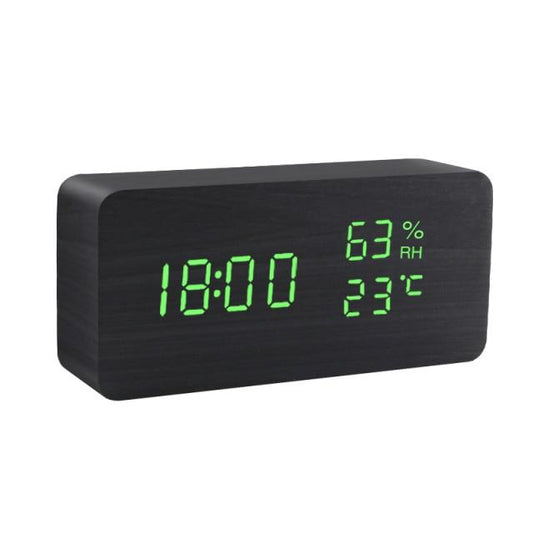 Wood-Effect LED Cube Alarm Clock