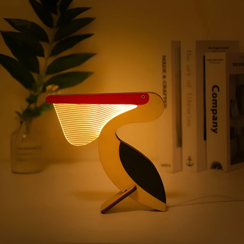 Wooden Animal Nursery Table Lamp