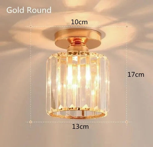 Crystal and Metal Corridor Ceiling Light