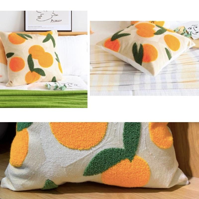 Orange Embroidered Cushion Cover