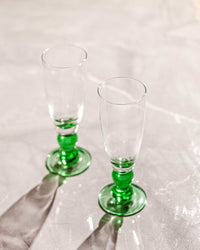 Swirl Green Champagne Flutes, Set of Six