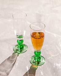 Swirl Green Champagne Flutes, Set of Six
