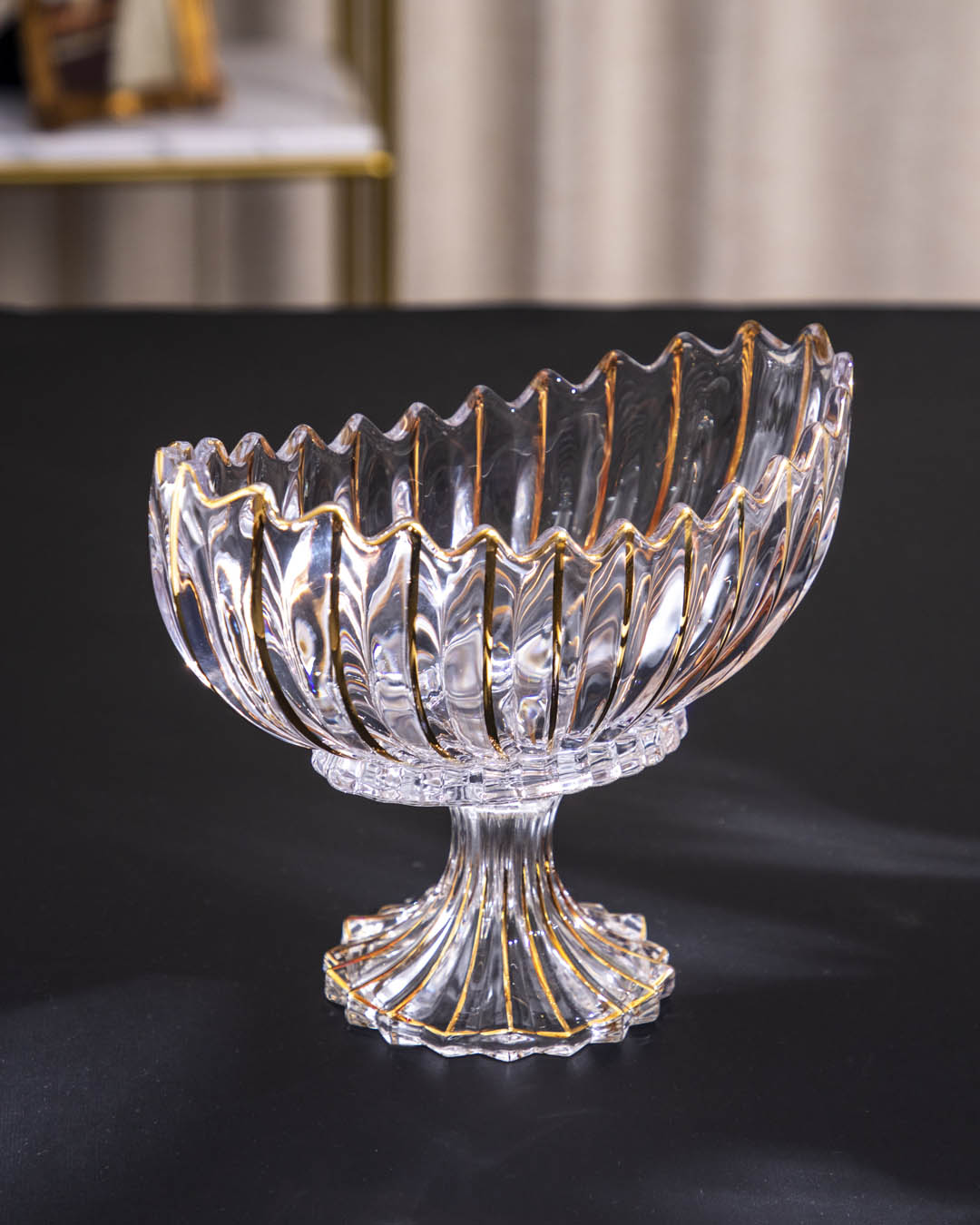 Crystal Glass Lotus Bowl 28cm