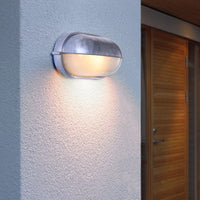 Estwin outdoor wall light fitted beside a doorway on a rendered exterior wall